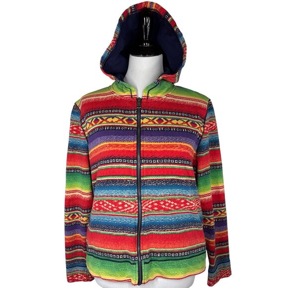 Lauren Ralph Lauren Jackets & Blazers - Lauren Jeans Co Ralph Lauren Baja Stripe Zip Hoodie, Rare, Vintage Y2K, XL